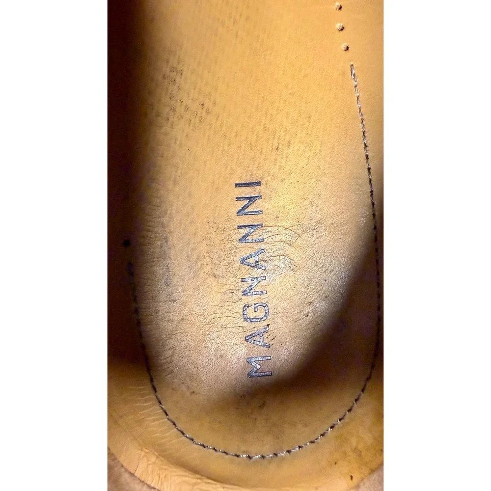 Magnanni Mens 42 Brown Leather Square Toe Derby Dress Shoes Made In Spain